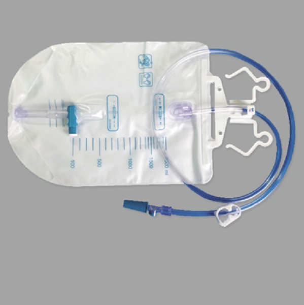 CE/ISO Approved 2000ml Cross Valve Urine Bag with Hanger (MT58043204)