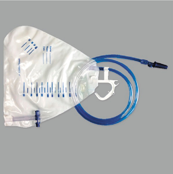 CE/ISO Approved 2000ml Cross Valve and Single White Hanger Urine Bag (MT58043202)